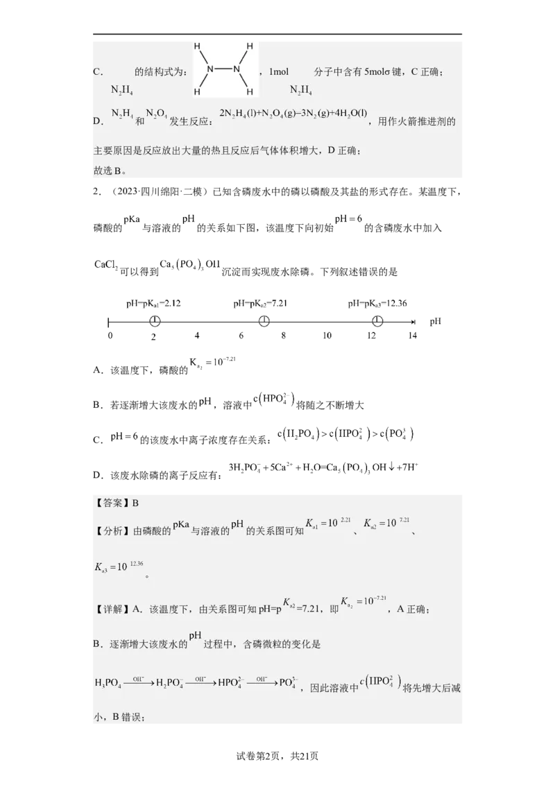 专题十四弱电解质的电离（专练）-冲刺2023年高考化学二轮复习核心考点逐项突破（解析版）_05高考化学_新高考复习资料_2023年新高考资料_二轮复习