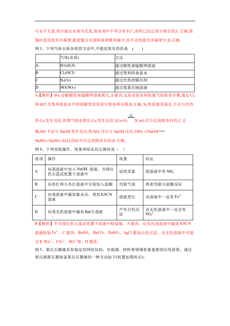 易错点32物质的分离、提纯与检验-备战2023年高考化学考试易错题（解析版）_05高考化学_通用版（老高考）复习资料_2023年复习资料_专项复习_备战2023年高考化学考试易错题（全国通用）