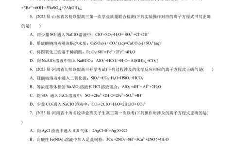 微练6离子方程式正误判断（原卷版）_05高考化学_新高考复习资料_2023年新高考资料_专项复习_2023年高考化学热点专项导航与精练（新高考专用）