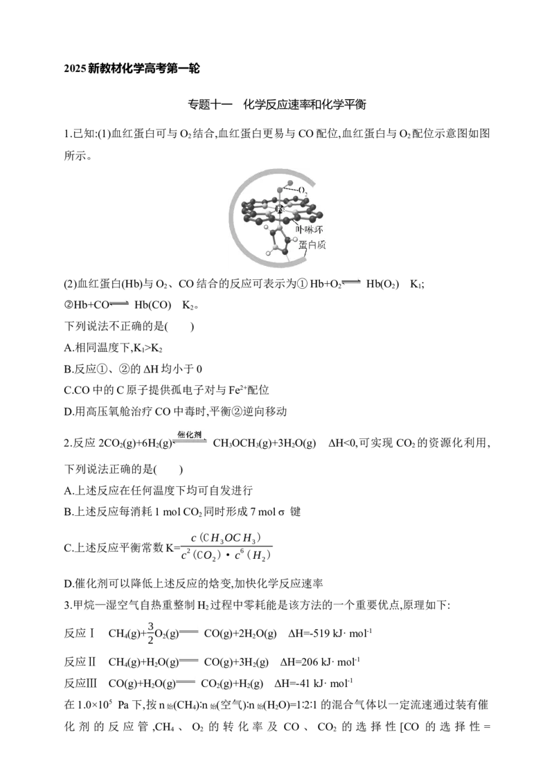 专题十一化学反应速率和化学平衡（含答案）_05高考化学_2025年新高考资料_专项练习_2025高考化学专题练习（含答案）（完结）