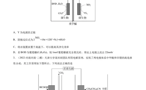 专题讲座（六）电解质介质和隔膜在电化学的作用（练）-2023年高考化学一轮复习讲练测（全国通用）（原卷版）_05高考化学_通用版（老高考）复习资料_2023年复习资料_一轮复习