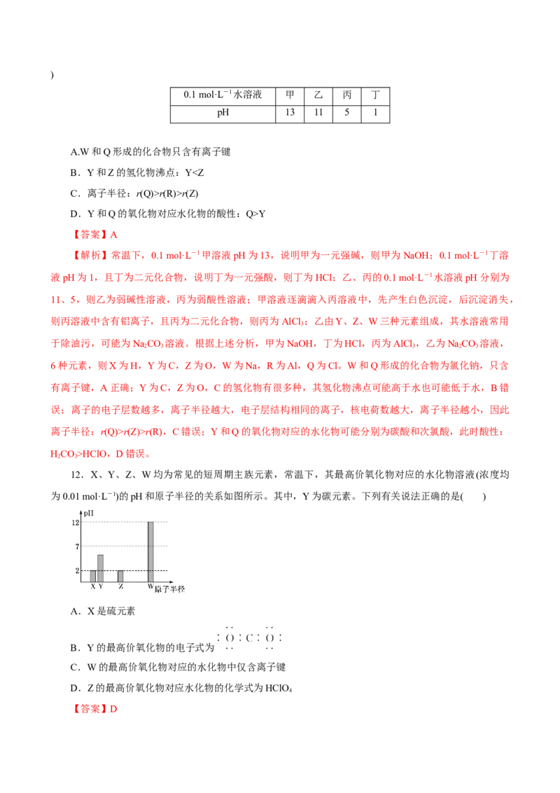 专题五能力提升检测卷（测）-2023年高考化学一轮复习讲练测（新教材新高考）（解析版）_05高考化学_新高考复习资料_2023年新高考资料_一轮复习