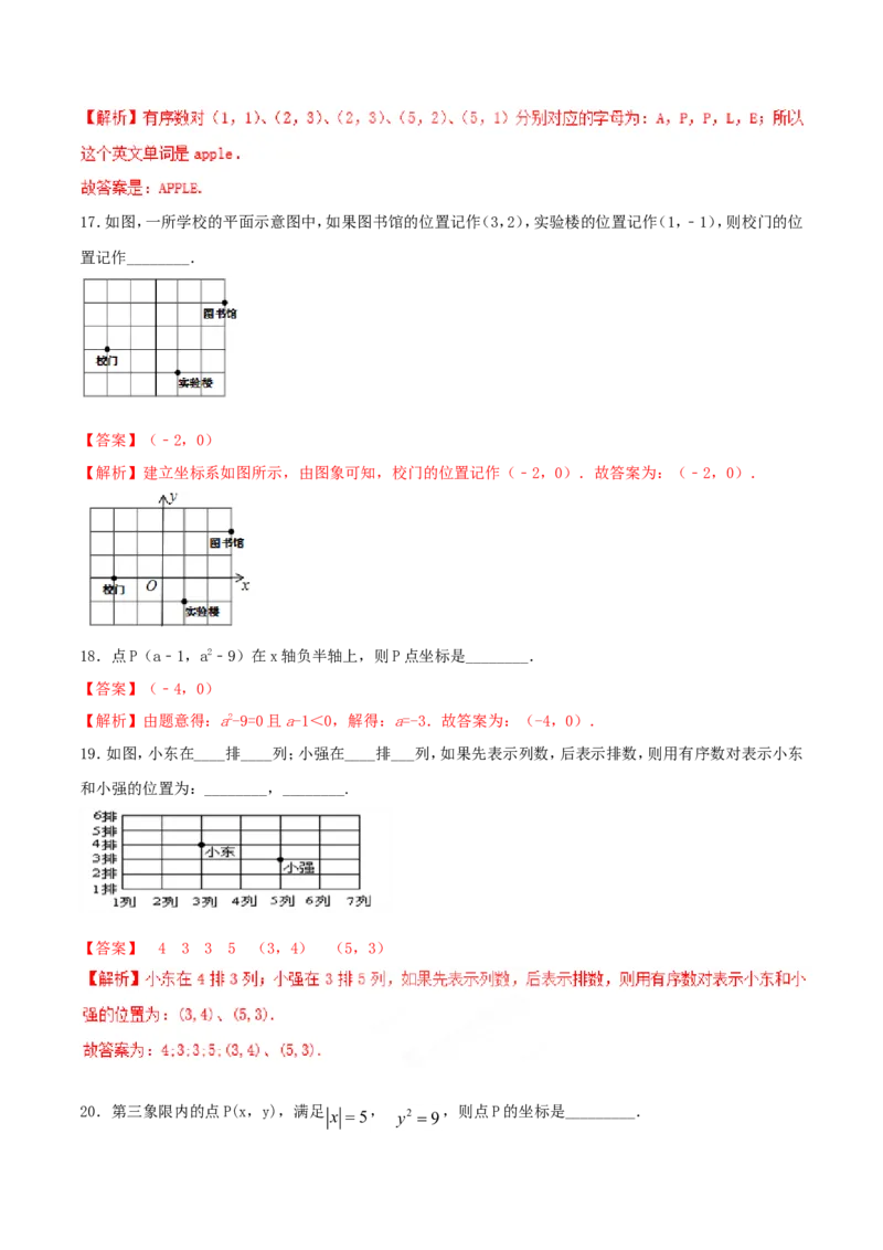 第7章平面直角坐标系（A卷）_初中数学人教版_7下-初中数学人教版_7下-初中数学人教版（旧版）赠送_06习题试卷_2单元测试_单元测试（第2套）