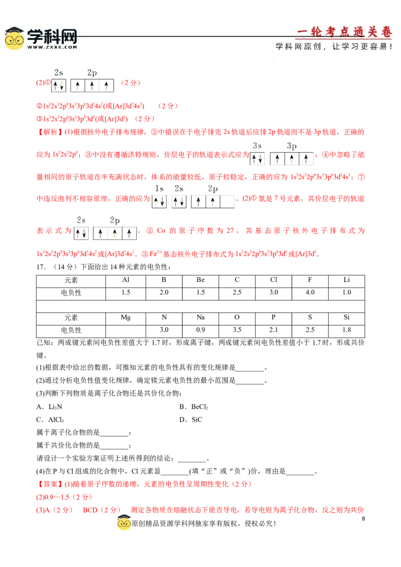 专题突破卷05原子结构与性质元素周期表、元素周期律（解析版）_05高考化学_2025年新高考资料_一轮复习_2025年高考化学一轮复习考点通关卷