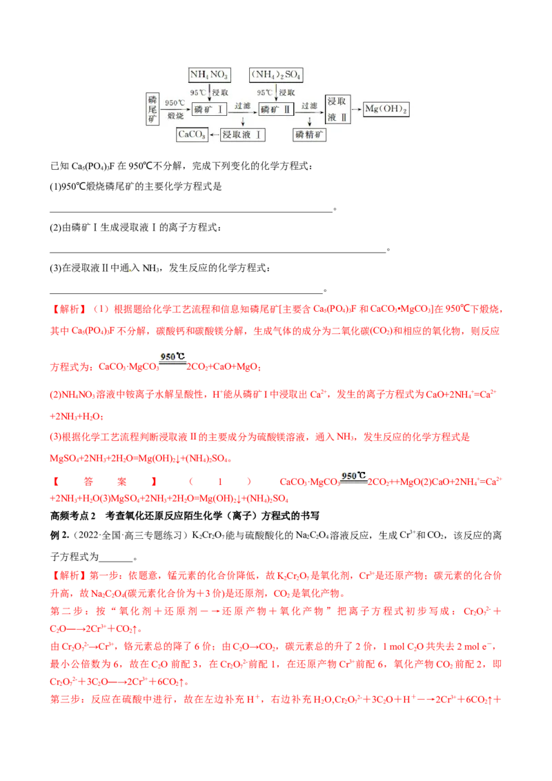 专题讲座（二）整合有效信息书写陌生化学方程式（讲）-2023年高考化学一轮复习讲练测（全国通用）（解析版）_05高考化学_通用版（老高考）复习资料_2023年复习资料_一轮复习