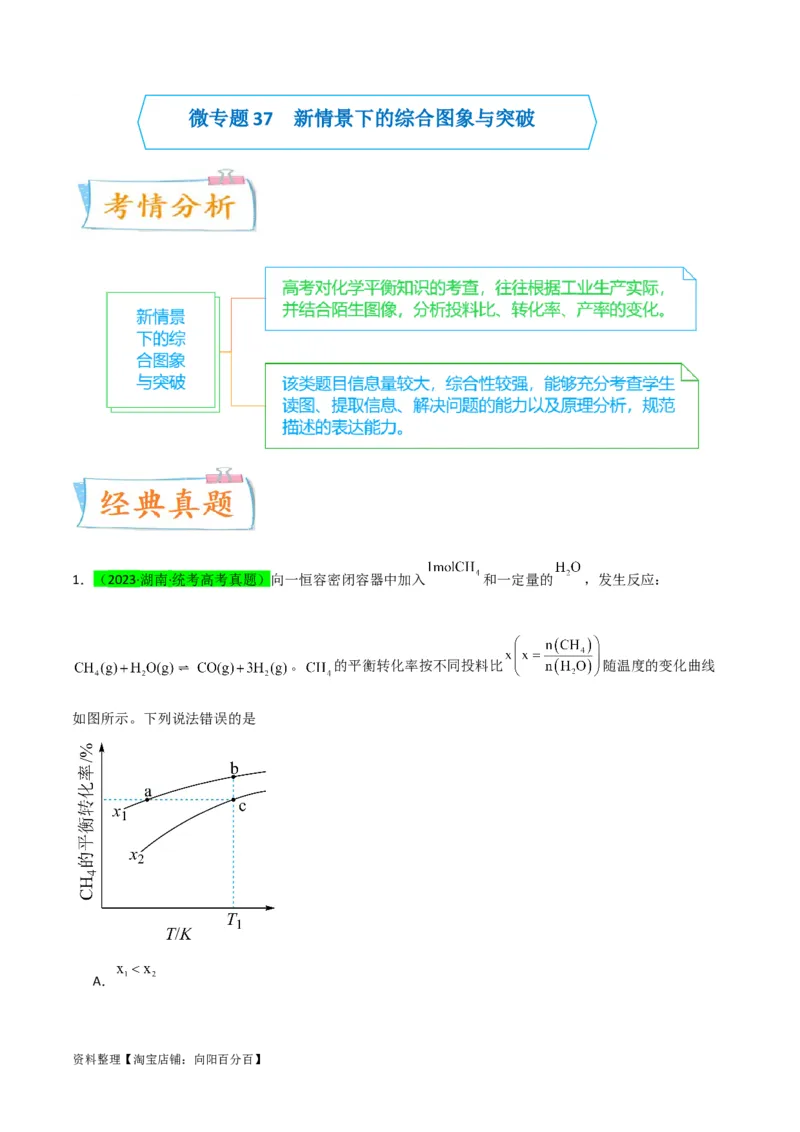 升级版微专题37新情景下的综合图象与突破（解析版）(全国版)_05高考化学_新高考复习资料_2024年新高考资料_一轮复习资料_备战2024年高考化学一轮复习考点微专题