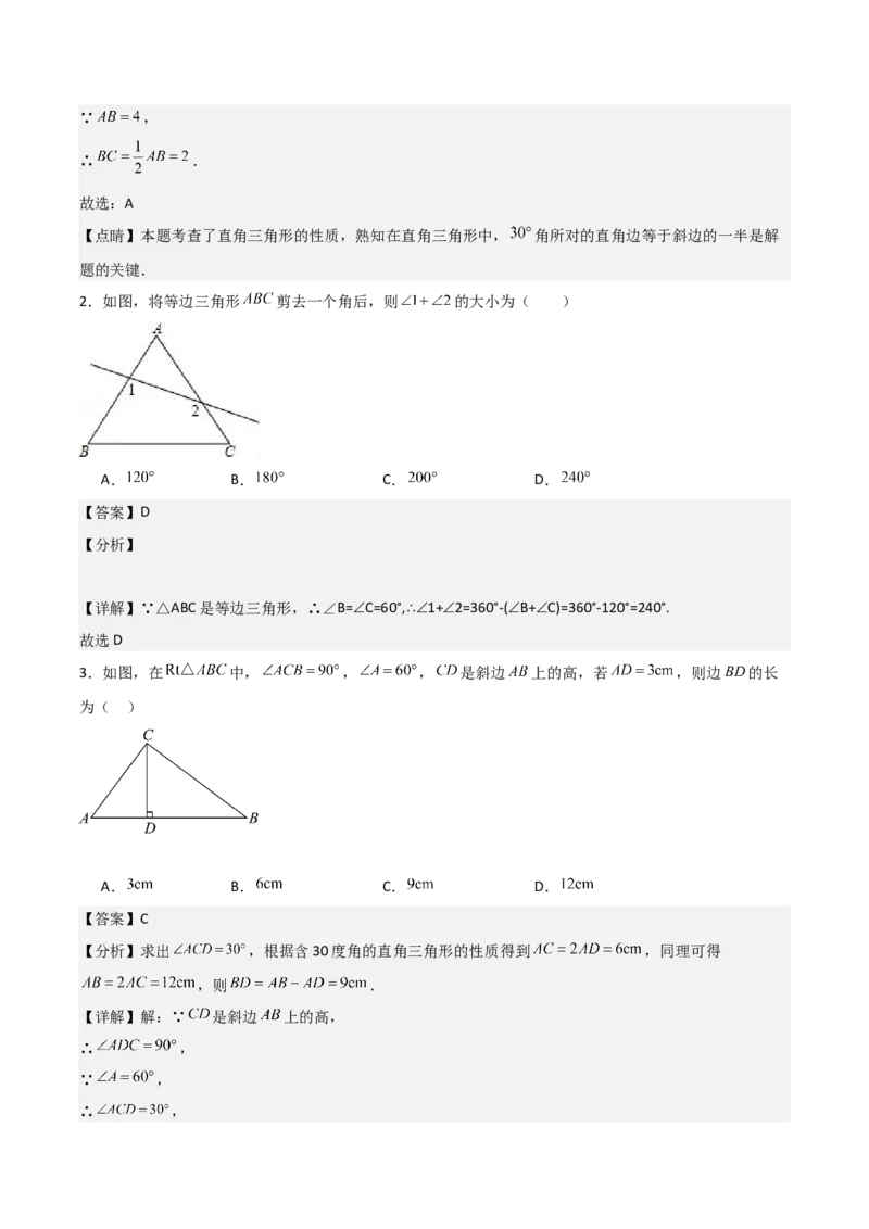 第11讲等边三角形（4个知识点+4种题型+分层练习）（教师版）_初中数学_八年级数学上册（人教版）_常见题型通关讲解练-V3_2025版
