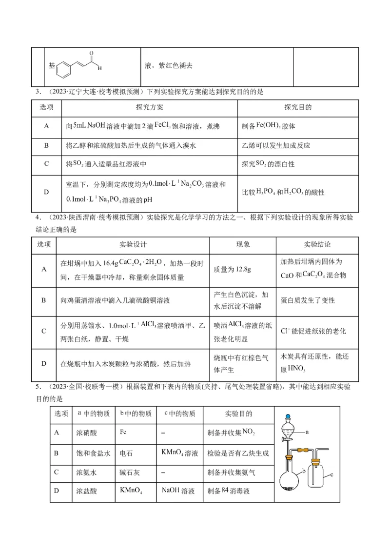 热点02表格型实验方案的设计与评价-2024年高考化学热点&middot;重点&middot;难点专练（新高考专用）（原卷版）_05高考化学_2024年新高考资料_3.2024专项复习