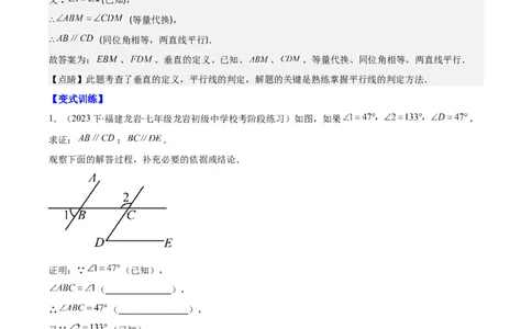 专题5.2平行线的判定与性质之八大考点(解析版)_初中数学人教版_7下-初中数学人教版_7下-初中数学人教版（旧版）赠送_07专项讲练