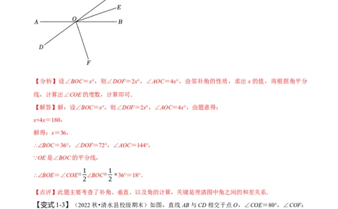专题：与相交线有关的角度计算（解析版）_初中数学人教版_7下-初中数学人教版_7下-初中数学人教版（旧版）赠送_07专项讲练