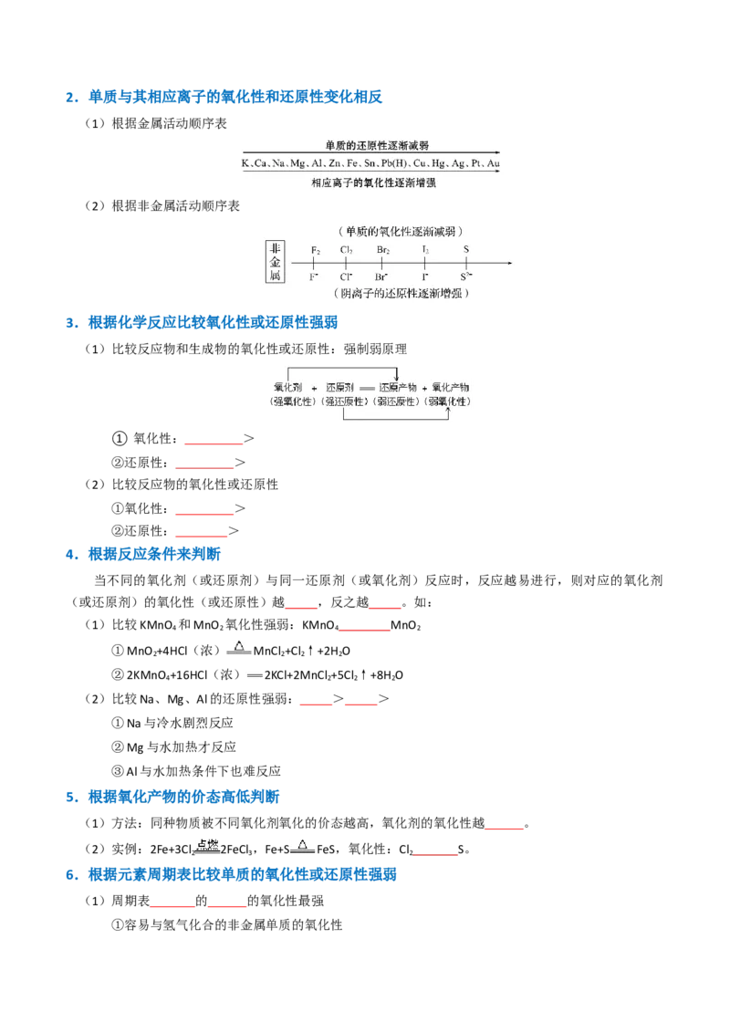 知识清单03氧化还原反应（原卷版）_05高考化学_2025年新高考资料_一轮复习_上好课2025年高考化学一轮复习知识清单3246985