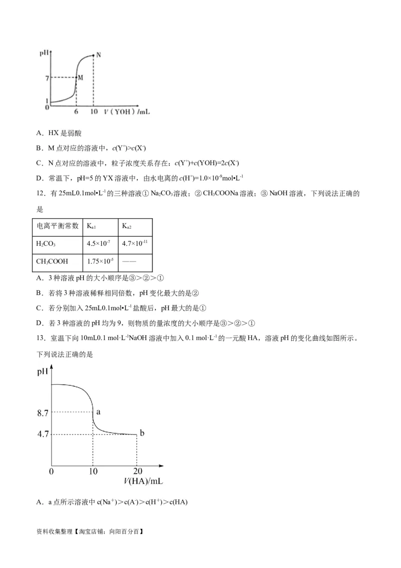 专题突破卷09水溶液中的离子反应与平衡（原卷版）_05高考化学_新高考复习资料_2024年新高考资料_一轮复习资料_完2024年高考化学一轮复习考点通关卷（新高考通用）_专题突破卷