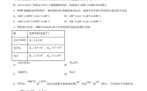 专题突破卷09水溶液中的离子反应与平衡（原卷版）_05高考化学_新高考复习资料_2024年新高考资料_一轮复习资料_完2024年高考化学一轮复习考点通关卷（新高考通用）_专题突破卷