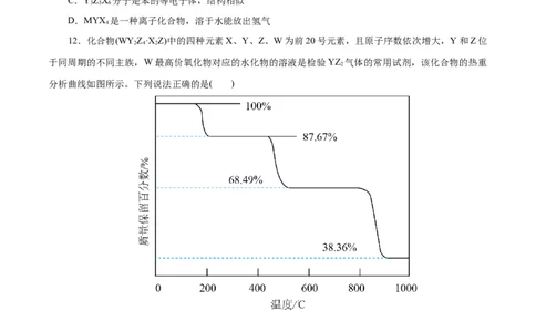 主题五物质的结构与性质（测试）（二）（原卷版）_05高考化学_2025年新高考资料_二轮复习_上好课2025年高考化学二轮复习讲练测（新高考通用）3379109_主题五物质结构与性质