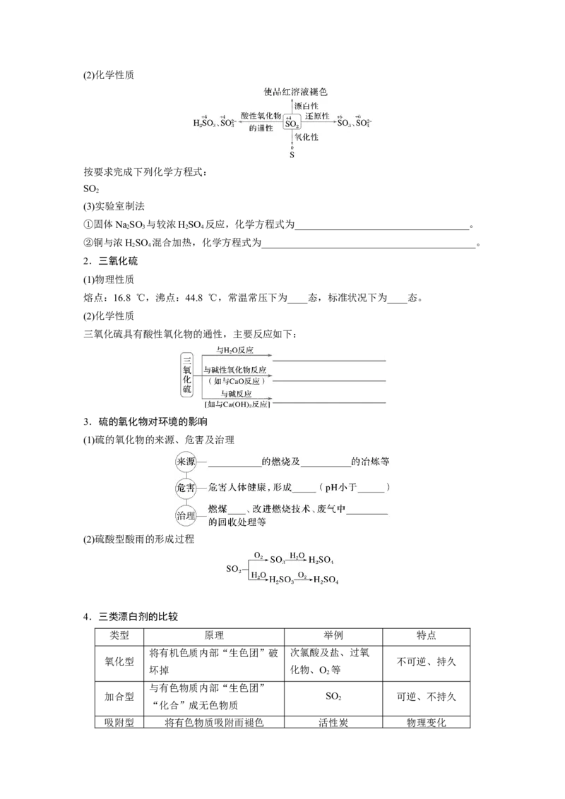 大单元二　第五章　第19讲　硫及其氧化物_05高考化学_2025年新高考资料_一轮复习_2025大一轮复习讲义+课件（完结）_2025大一轮复习讲义化学学生用书Word版文档全书_2025大一轮复习讲义