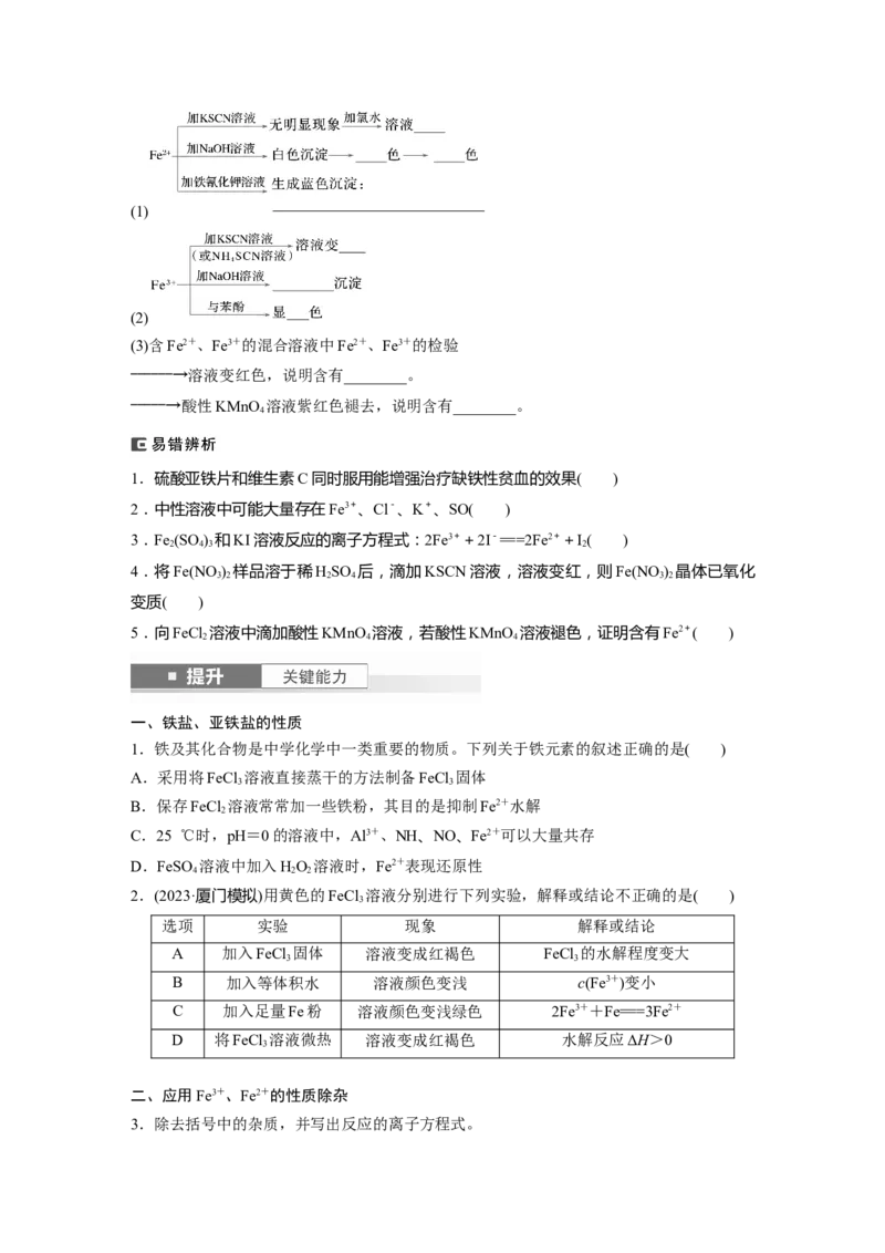 大单元二　第四章　第13讲　铁盐、亚铁盐　铁及其化合物的转化_05高考化学_2025年新高考资料_一轮复习_2025大一轮复习讲义+课件（完结）_2025大一轮复习讲义