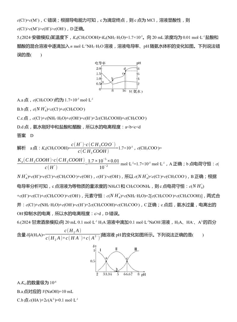 专题六　选择题专攻2　溶液中的离子浓度关系与滴定曲线分析淘宝店：红太阳资料库_05高考化学_2025年新高考资料_二轮复习_2025年高考化学大二轮_2025化学二轮复习_625