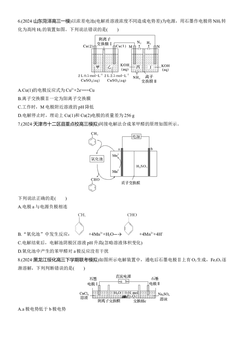 专题四　选择题专攻3　电化学中的多室、多池装置淘宝店：红太阳资料库_05高考化学_2025年新高考资料_二轮复习_2025年高考化学大二轮_2025化学二轮复习_题型突破练+考前特训