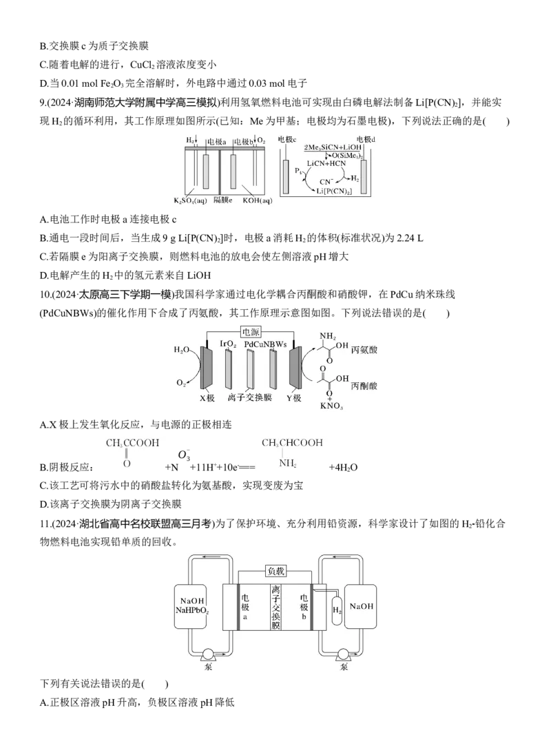 专题四　选择题专攻3　电化学中的多室、多池装置淘宝店：红太阳资料库_05高考化学_2025年新高考资料_二轮复习_2025年高考化学大二轮_2025化学二轮复习_题型突破练+考前特训