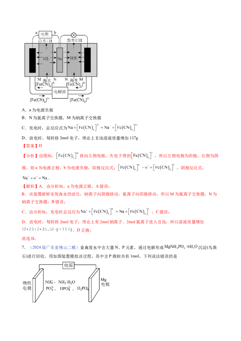 押广东卷第16题&nbsp;电解池、新型化学电源的应用（解析版）_05高考化学_2024年新高考资料_5.2024三轮冲刺_备战2024年高考化学临考题号押题（广东卷）323301515