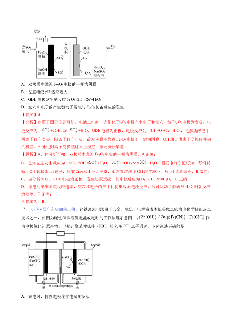 押广东卷第16题&nbsp;电解池、新型化学电源的应用（解析版）_05高考化学_2024年新高考资料_5.2024三轮冲刺_备战2024年高考化学临考题号押题（广东卷）323301515