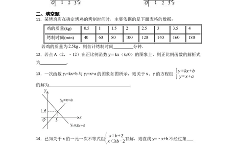 第19章一次函数单元测试卷-重要笔记八年级数学下学期重要考点精讲精练(人教版)（原卷版）_初中数学人教版_八年级数学下册_保存转存之后查看(1)_旧版-可参考_06习题试卷_2单元测试