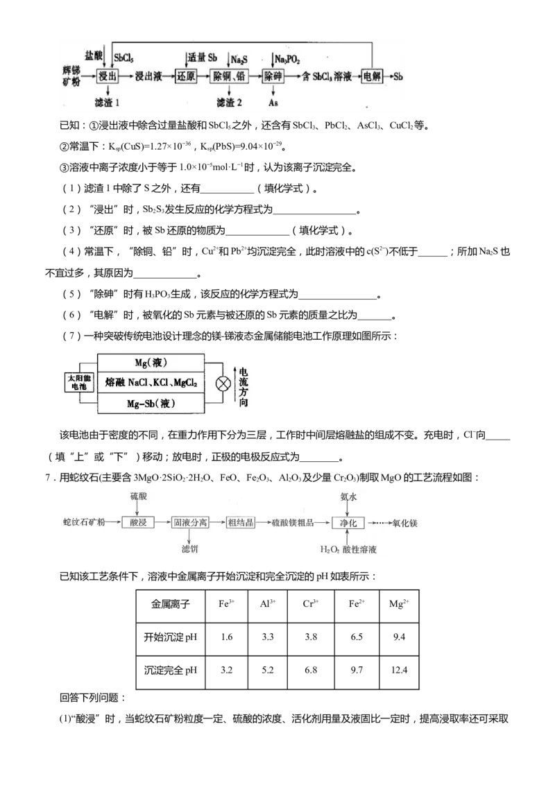 原创（新高考）2021届高考二轮精品专题十化学工艺流程学生版_05高考化学_新高考复习资料_2021新高考资料_2021届（新高考）化学二轮精品专题