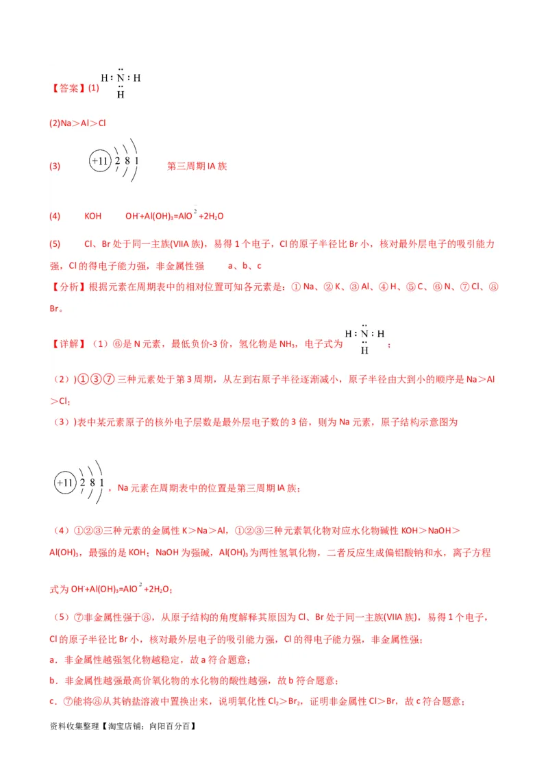专题突破卷05&nbsp;物质结构元素周期律（解析版）_05高考化学_新高考复习资料_2024年新高考资料_一轮复习资料_完2024年高考化学一轮复习考点通关卷（新高考通用）_专题突破卷
