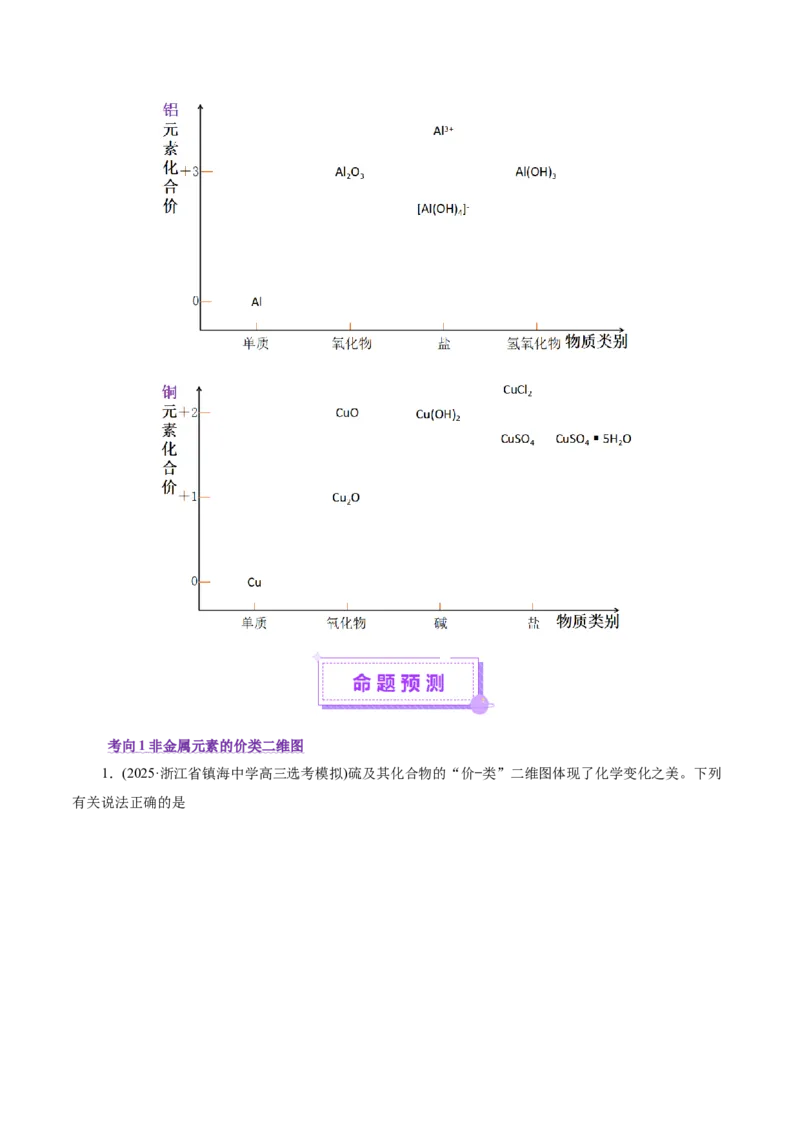 热点专项基于&ldquo;价一类&rdquo;二维的转化关系（原卷版）_05高考化学_2025年新高考资料_二轮复习_上好课2025年高考化学二轮复习讲练测（新高考通用）3379109_主题二元素及其化合物