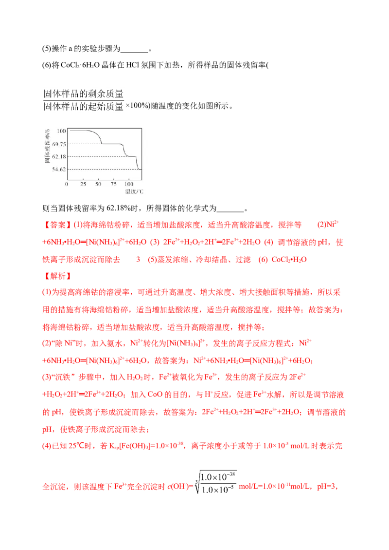 微专题18金属及其化合物制备流程（Co）-备战2022年高考化学考点微专题（解析版）_05高考化学_新高考复习资料_2022年新高考资料_备战2022年高考化学考点微专题