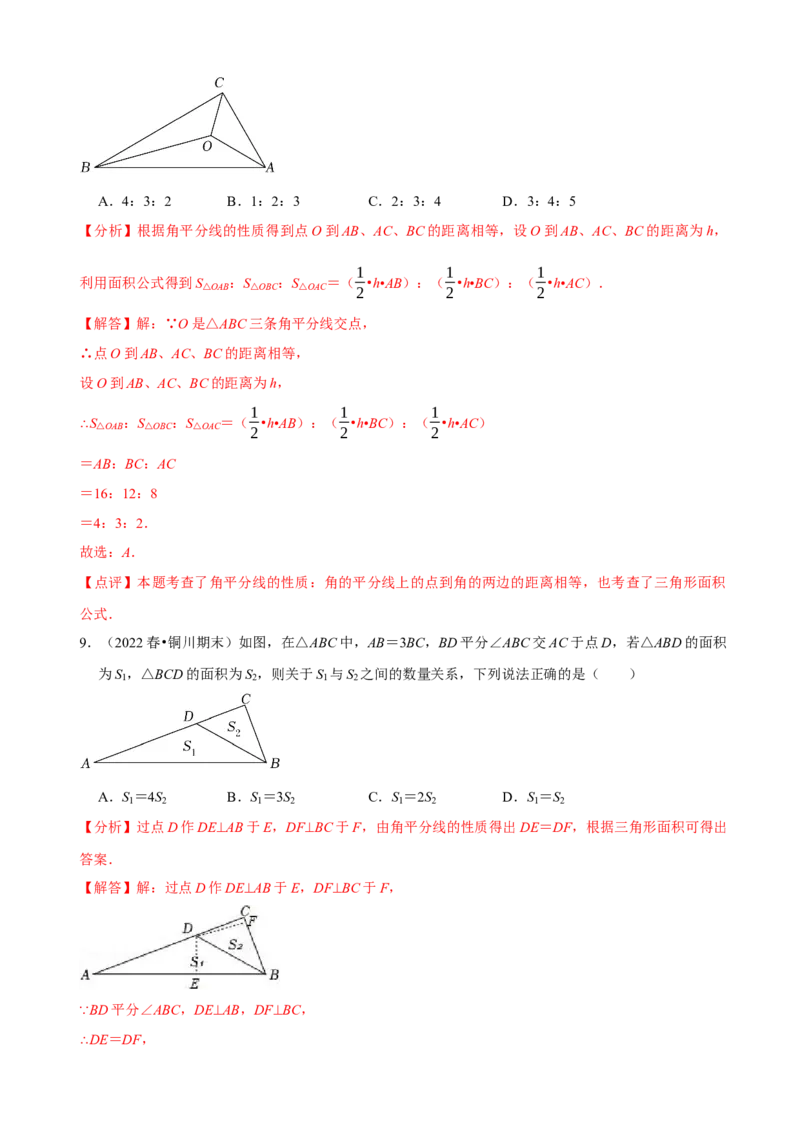 必考点05角平分线的性质与判定-题型&middot;技巧培优系列2022-2023学年八年级数学上册精选专题（人教版）（解析版）_初中数学人教版_8上-初中数学人教版_旧版_07专项讲练