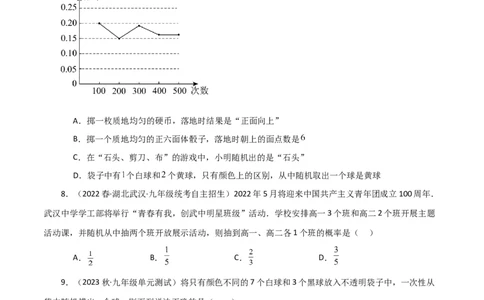 第25章概率初步（单元测试&middot;基础卷）-（人教版）_初中数学_九年级数学上册（人教版）_专题突破练习-V4_2024版