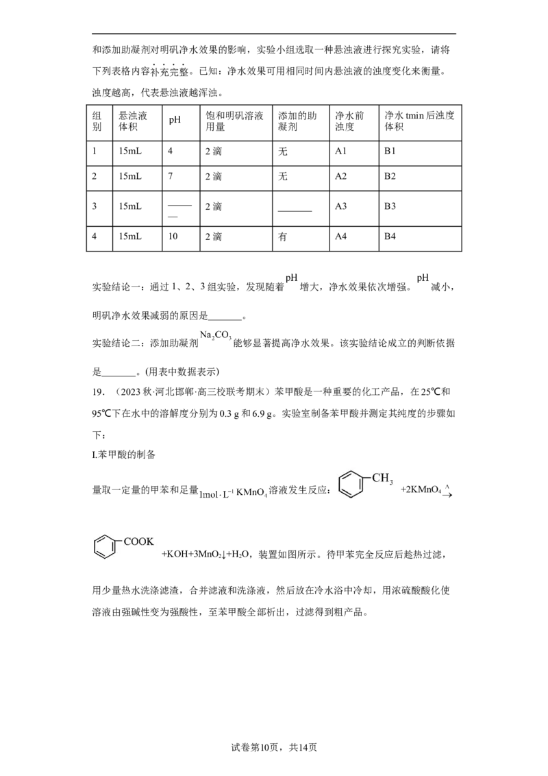 专题十实验基础（专练）-冲刺2023年高考化学二轮复习核心考点逐项突破（原卷版）_05高考化学_新高考复习资料_2023年新高考资料_二轮复习