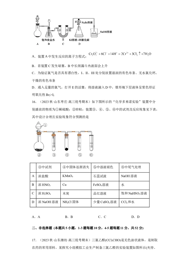 专题十实验基础（专练）-冲刺2023年高考化学二轮复习核心考点逐项突破（原卷版）_05高考化学_新高考复习资料_2023年新高考资料_二轮复习