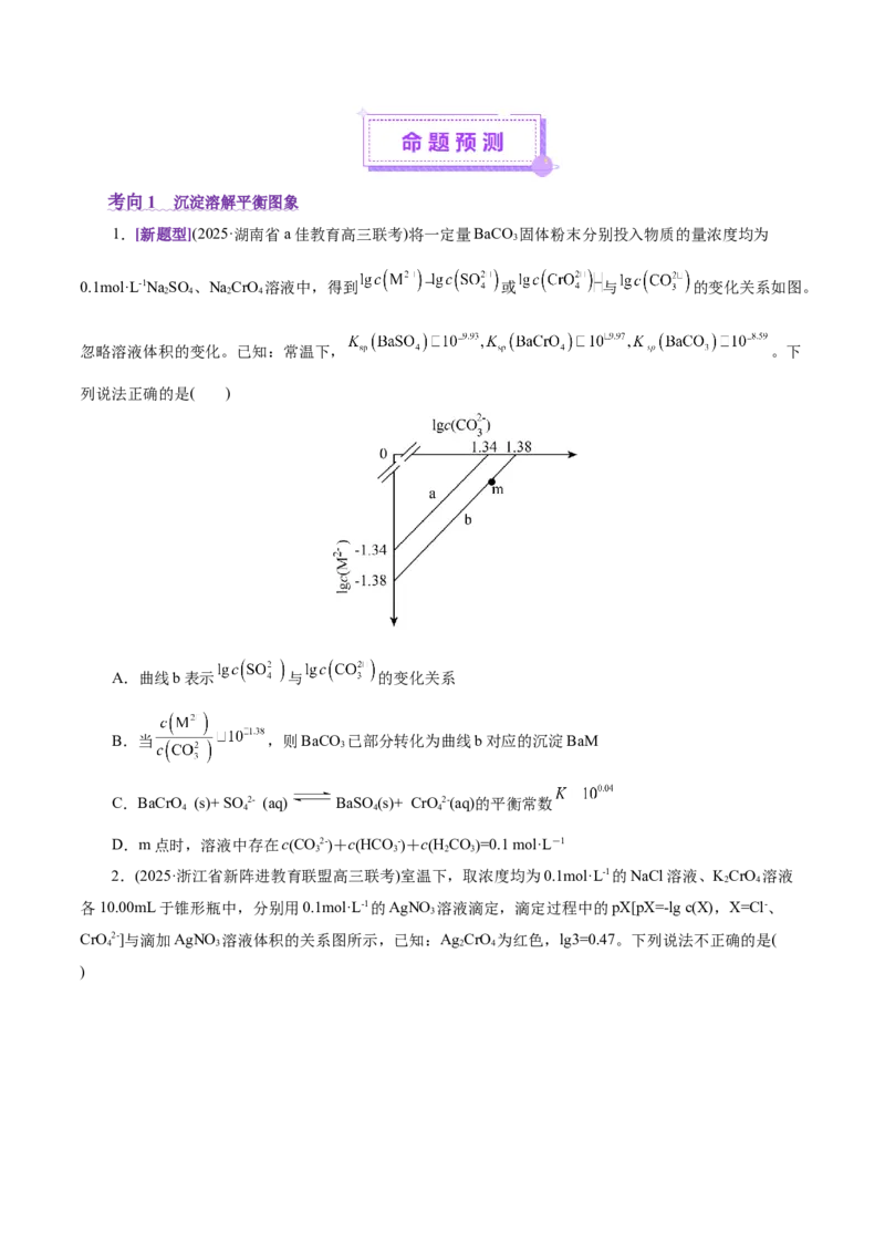 热点专项溶液中离子平衡的图像（原卷版）_05高考化学_2025年新高考资料_二轮复习_上好课2025年高考化学二轮复习讲练测（新高考通用）3379109_主题三化学反应原理