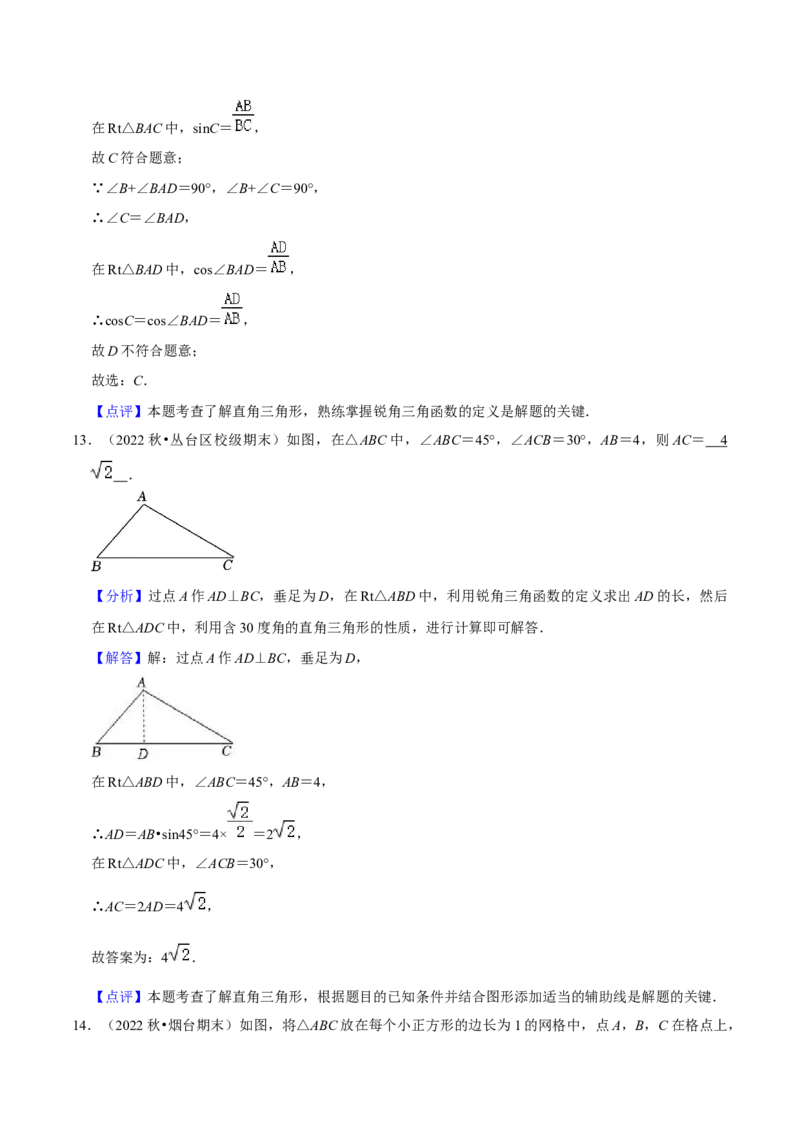 猜想08锐角三角函数（易错必刷30题7种题型专项训练）（解析版）_初中数学人教版_9上-初中数学人教版_06习题试卷_7期中期末复习专题