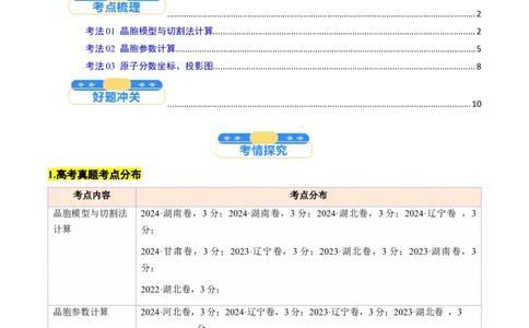 微考点晶胞计算（核心考点精讲精练）-备战2025年高考化学一轮复习考点帮（新高考通用）（原卷版）_05高考化学_2025年新高考资料_一轮复习_备战2025年高考化学一轮复习考点帮