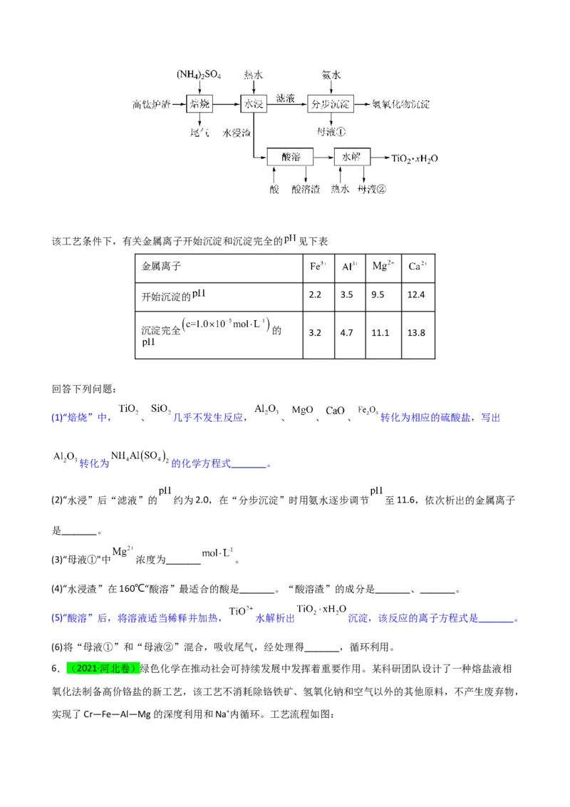 升级版微专题28有关工艺流程和实验探究方程式的书写（原卷版）(全国版)_05高考化学_新高考复习资料_2024年新高考资料_一轮复习资料_备战2024年高考化学一轮复习考点微专题