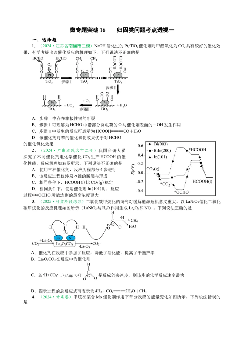 微专题突破16归因类问题考点透视（作业一）（学生版）_05高考化学_2025年新高考资料_二轮复习_01高考语文等多个文件_2025年高考化学二轮复习重点微专题突破学案（新高考专用）