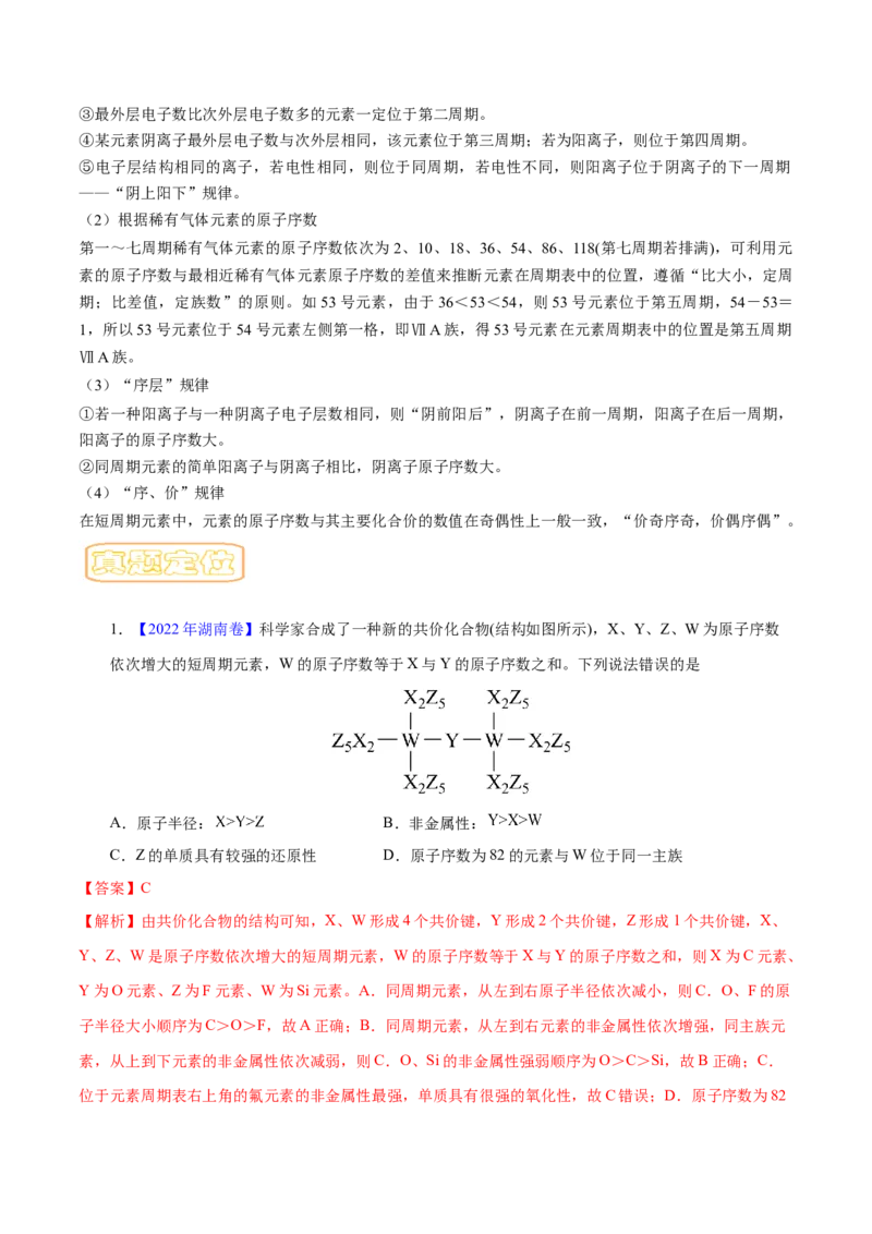 专题六元素周期律与元素周期表-冲刺2023年高考化学二轮复习核心考点逐项突破（解析版）_05高考化学_新高考复习资料_2023年新高考资料_二轮复习