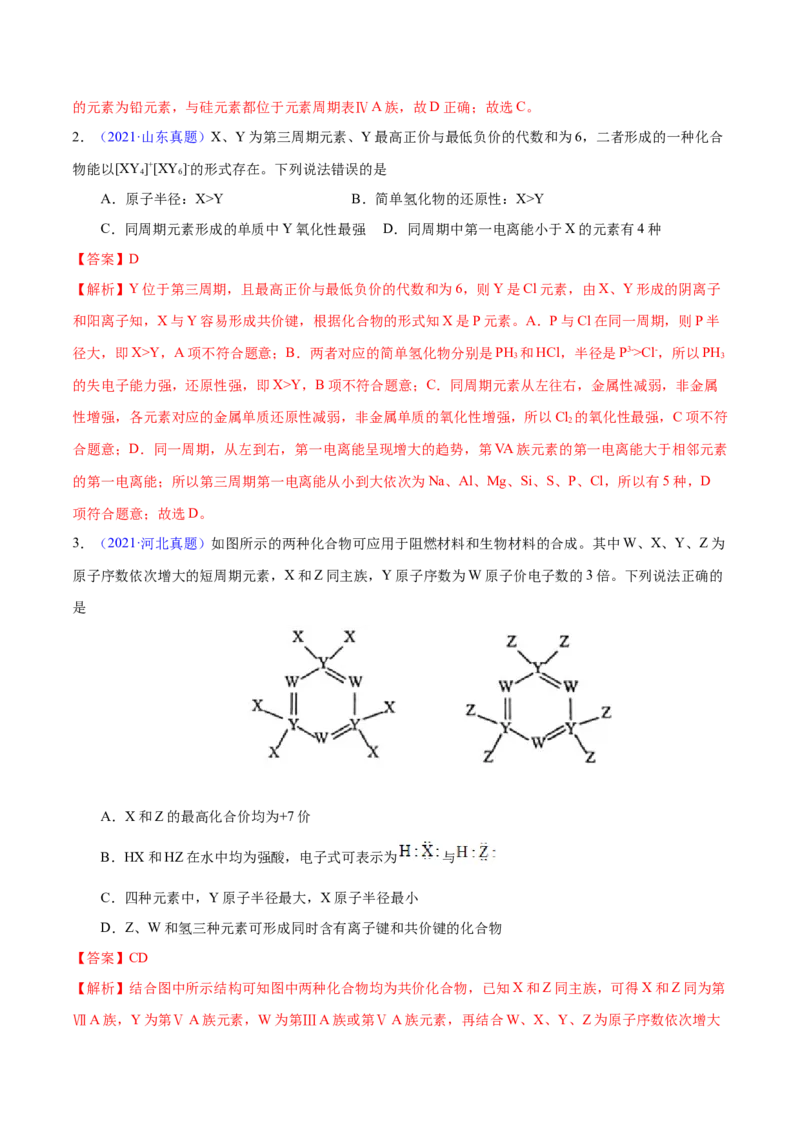 专题六元素周期律与元素周期表-冲刺2023年高考化学二轮复习核心考点逐项突破（解析版）_05高考化学_新高考复习资料_2023年新高考资料_二轮复习