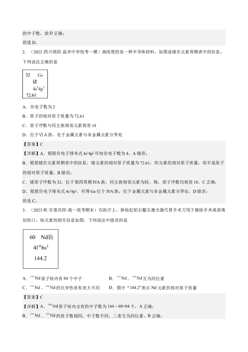 专题六元素周期律与元素周期表-冲刺2023年高考化学二轮复习核心考点逐项突破（解析版）_05高考化学_新高考复习资料_2023年新高考资料_二轮复习