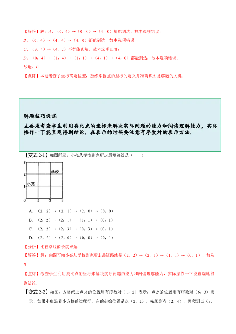 第七章平面直角坐标系知识串讲+热考题型（解析版）_初中数学人教版_7下-初中数学人教版_7下-初中数学人教版（旧版）赠送_07专项讲练