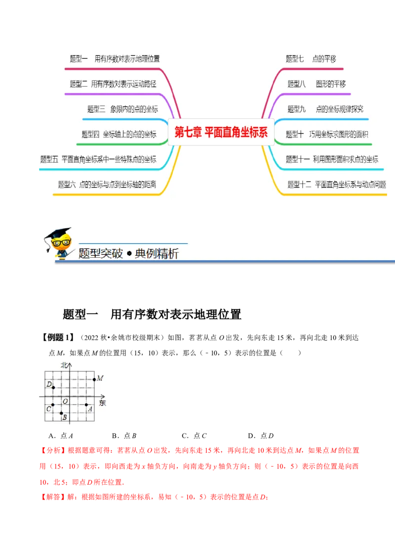 第七章平面直角坐标系知识串讲+热考题型（解析版）_初中数学人教版_7下-初中数学人教版_7下-初中数学人教版（旧版）赠送_07专项讲练
