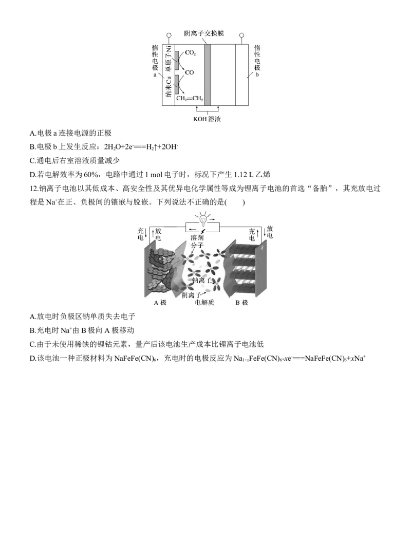 专题四　选择题专攻4　电化学装置图的综合分析淘宝店：红太阳资料库_05高考化学_2025年新高考资料_二轮复习_2025年高考化学大二轮_2025化学二轮复习_题型突破练+考前特训