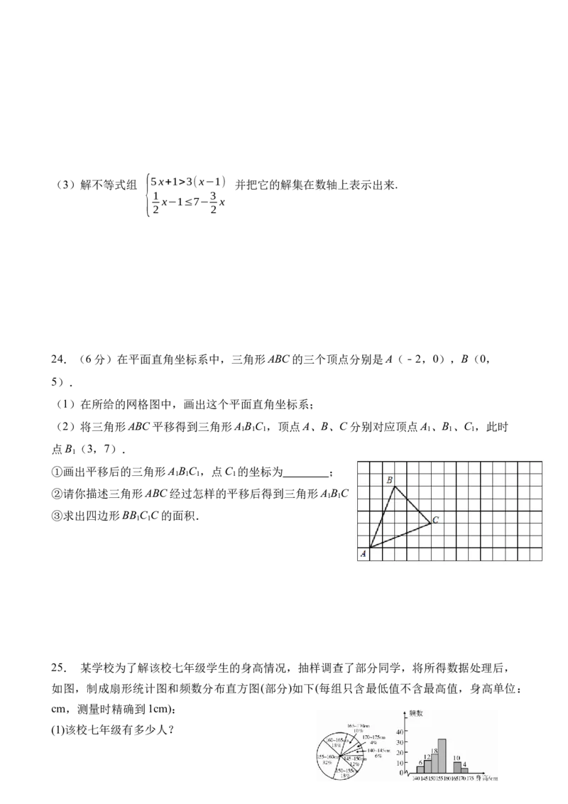 期末全真模拟卷（一）-七年级数学下学期期末考试全真模拟卷（原卷版）（人教版）_初中数学人教版_7下-初中数学人教版_7下-初中数学人教版（旧版）赠送_06习题试卷_4期末试卷