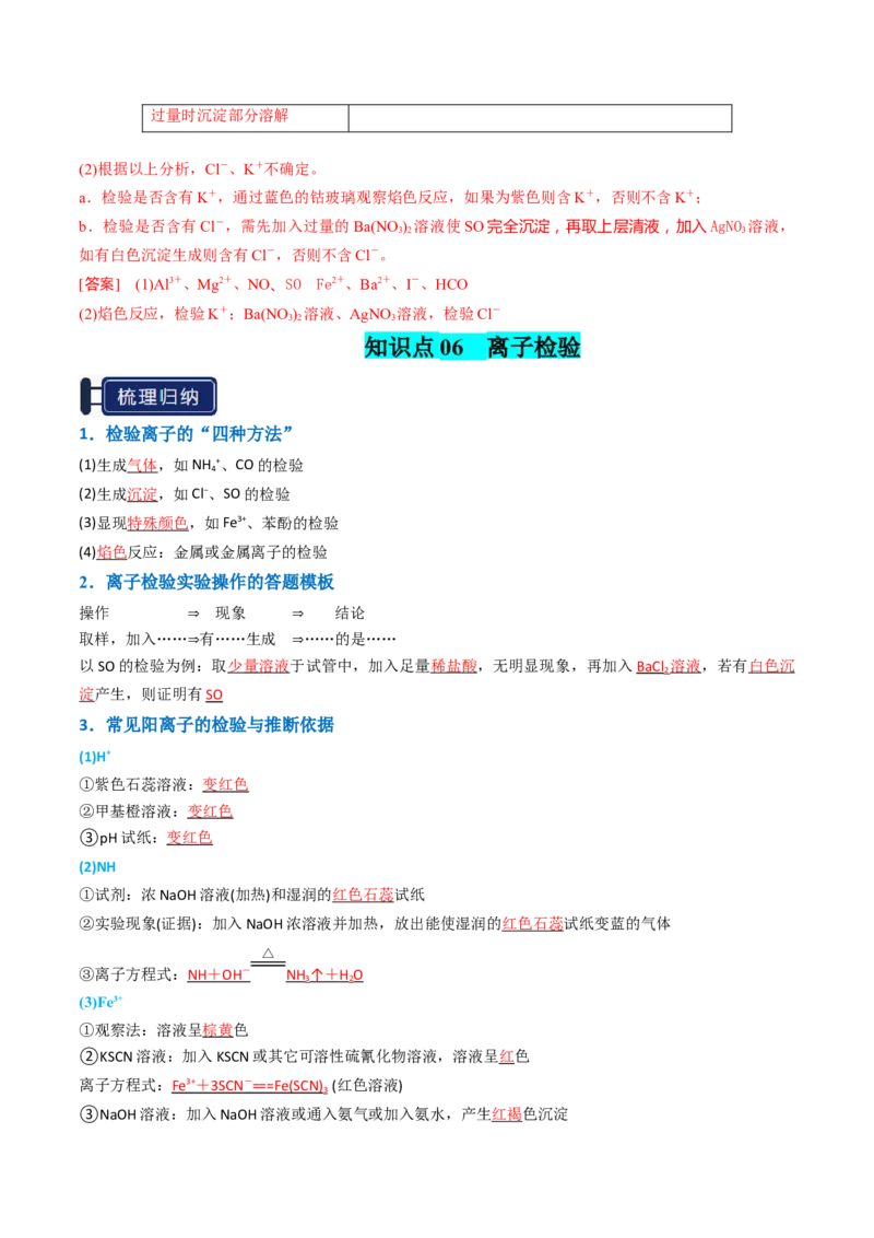 知识清单02离子反应（解析版）_05高考化学_新高考复习资料_2025年新高考资料_上好课2025年高考化学一轮复习知识清单3246985