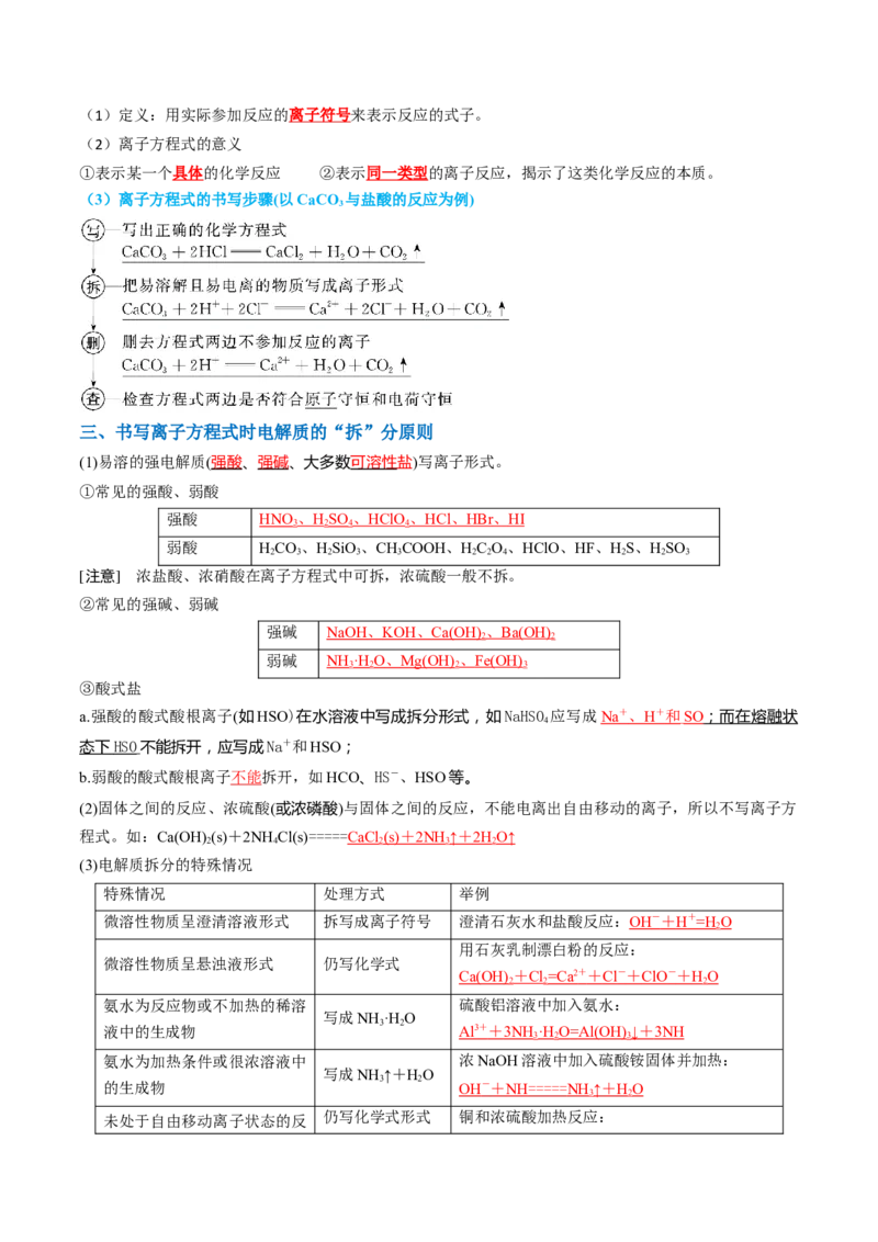 知识清单02离子反应（解析版）_05高考化学_新高考复习资料_2025年新高考资料_上好课2025年高考化学一轮复习知识清单3246985