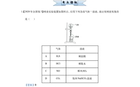 原创（新高考）2021届小题必练16表格评价型实验选择题教师版_05高考化学_新高考复习资料_2021新高考资料_2021届（新高考）高考化学小题必练