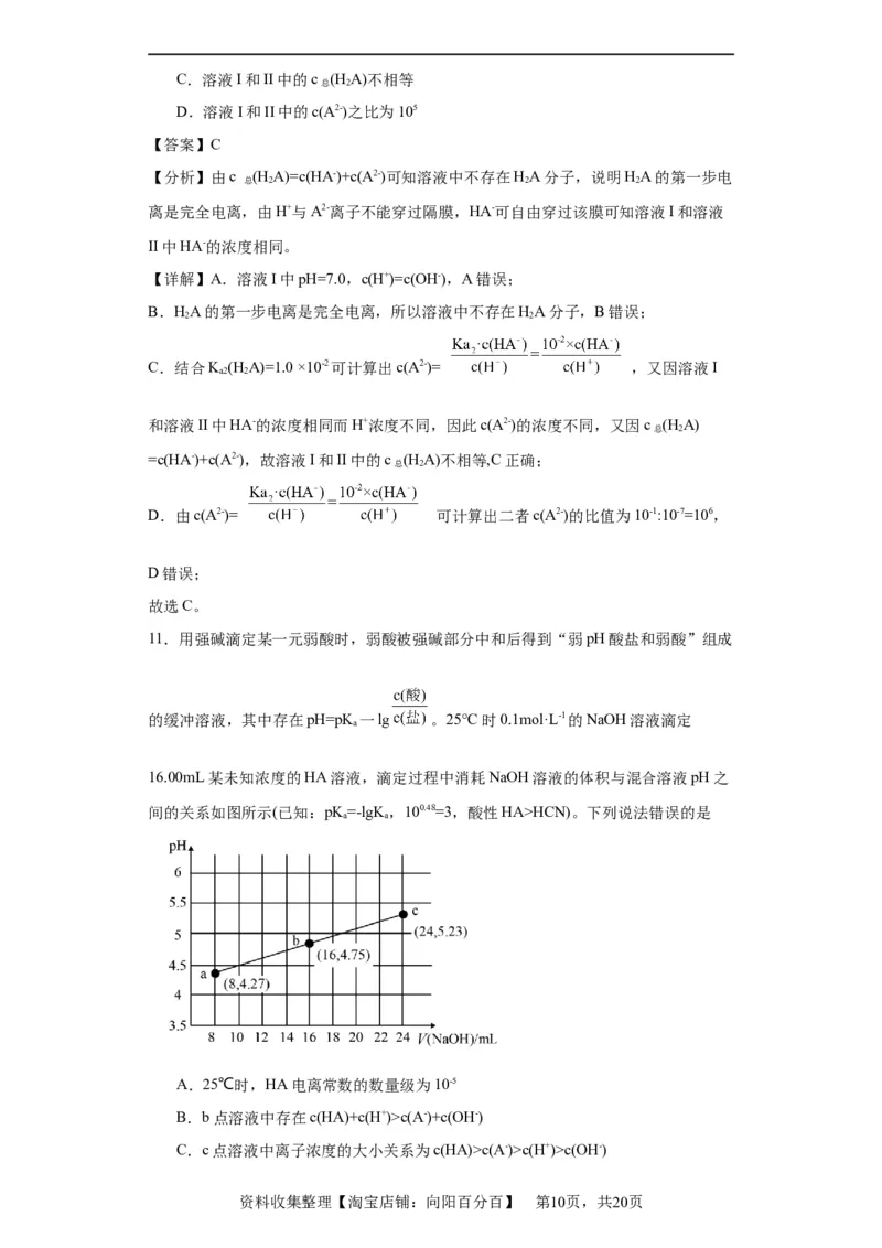 盐溶液中离子浓度大小的比较（解析版）_05高考化学_新高考复习资料_2024年新高考资料_一轮复习资料_2024届高三化学一轮复习&mdash;专项训练